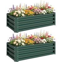 Outsunny Set of 2 Raised Garden Bed, 110 x 50 x 30 cm, Green | Outdoor Planter Box, Galvanised Steel Frame, for Growing Vegetables, Flowers and Herbs