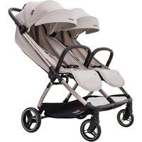 Jovikids Ayla Twins Travel Stroller, Dawn Beige | One-Hand Fold, Lightweight Compact, Birth to 4 Years, All-Terrain Wheels, Rain Cover & Footmuff