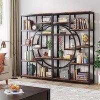 Tribesigns Bookcase Industrial 5 Tier Tiered Bookcase Freestanding Tall Bookshelves Display Shelf Storage Organizer with 9 Open Shelves for Living Roo