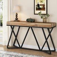 Tribesigns 140cm Console Table, Farmhouse Sofa Table Wood Entryway Table with Unique Metal Base, Behind The Couch Table Foyer Table, Industrial Accent