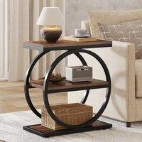 Tribesigns Narrow Side Table with 3 Storage Shelves, Industrial Small Sofa End Table for Living Room, Slim Nightstand for Bedroom