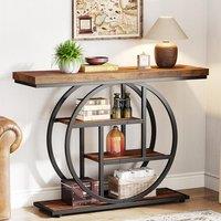 Tribesigns Console Table, 105 cm Industrial 4-Tier Sofa Table Entryway Table with Circle Base, Narrow Wood Accent Tables with Storage Shelves for Livi