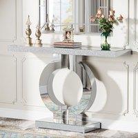 Tribesigns Modern Mirrored Console Table, Glass Sofa Table with Mirror Finish, 43-Inch Entryway Table with O-Shaped Base, Rectangular Accent Foyer Tab