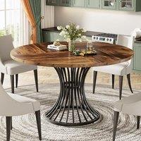 Tribesigns Round Dining Table for 4-6 People, Circle Kitchen Table, 75 CM Tall Farmhouse Dining Room Tables, with Metal Base for Kitchen, Living Room,