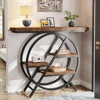 Tribesigns Console Table, 39.4-Inch Entryway Table with Thickened Tabletop, 4- Tier Industrial Narrow Hallway Sofa Table with Geometric Metal Frame fo