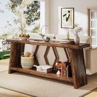 Tribesigns 180 cm Long Sofa Table for Living Room, 2-Tier Narrow Console Table with Storage, Wood Foyer Entryway Couch Table for Hallway, Entrance (Br