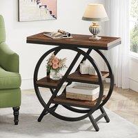 Tribesigns 3-Tier Narrow Wooden Side Table, 65 x 30 cm sofa table with storage, Industrial Small Side Table for Living Room, Slim Bedside Table for Be