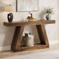 Tribesigns Farmhouse Console Table, 55-Inch Rustic Sofa Table with Storage, Industrial Wooden Entryway Table for Hallway, Living Room, Brown