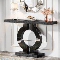 Tribesigns Modern Mirrored Console Table, Glass Sofa Table with Mirror Finish, 43-Inch Entryway Table with O-Shaped Base, Rectangular Accent Foyer Tab
