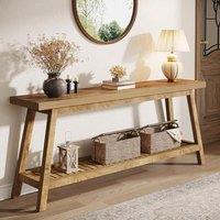 Tribesigns Console Table for Hallway Slim, 180cm Extra Long Enrtyway table with Storage Farmhouse 2-tier Wooden Sofa Meuble for Living Room, Hallway,E