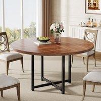 Tribesigns Round Dining Table for 4-6, 120cm Circle Kitchen Table, Modern Wood Small Dinner Tables, with Sturdy Cross Metal Legs for Kitchen Living Ro