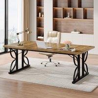 Tribesigns Executive Desk, 70.8" Modern Office Desk with Metal Frame, Large Computer Desk for Home Office Workstation, Industrial Writing Table (Rusti