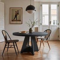 Tribesigns Farmhouse Dining Table, 120 cm Round Dinner Table for 4, Rustic Wood Dining Room Table for Home Dining Room Living Room (Easy Assembly) (Bl