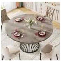 Tribesigns Round Dining Table for 4-6 People, Circle Kitchen Table, 75 CM Tall Farmhouse Dinning Room Tables, with Metal Base for Kitchen, Living Room