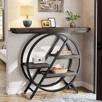 Tribesigns Console Table, 39.4-Inch Entryway Table with Thickened Tabletop, 4- Tier Industrial Narrow Hallway Sofa Table with Geometric Metal Frame fo