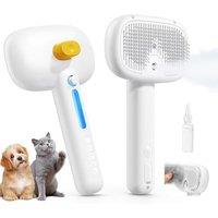 ROJECO 3-in-1 Steam Cat Brush for Short/Long haired Cats, Pet Cat Hair Remover Grooming Brush with Large Water Tank, Rechargeable Comb to Remove Shedd