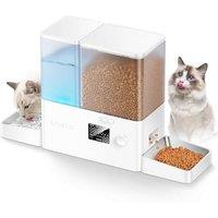 8.5L Automatic Cat Feeder,ROJECO 2-in-1 Pet Feeder with Timer,Large Capacity Cat Food Dispenser with Food Feeder and Water Fountain,Stainless Steel Bo