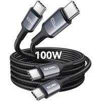 Rocoren USB C to USB C Fast Charging Cable 100W 5A [2Pack/2M] Type C to Type C Charger Lead for iPhone 16 15 Pro Max Plus iPad Pro MacBook Galaxy S25