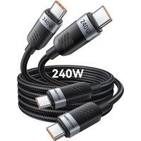 Rocoren 240W USB C to USB C Charger Cable Fast Charge, [2-Pack 2m] PD Type C to Type C Nylon Braided Fast Charging Cable for iPhone, Galaxy, Google Pi
