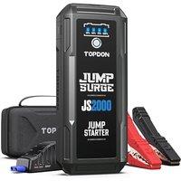 TOPDON JS2000 Pro Jump Starter Power Pack, 2500A/16000mAh Car Battery Booster for Up to 8L Gas/6L Diesel Engines, Portable Jump Starter Power Bank wit