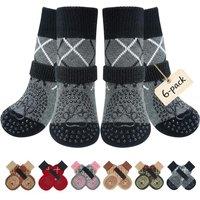 BEAUTYZOO 6PCS Dog Socks to Prevent Licking Paws for Cold Pavement, Winter Dog Shoes with Grippers for Hardwood Floors Anti Slip, Puppy Boots & Paw Pr
