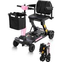 Ecomobi MS02F Ultra Auto-Folding Mobility Scooters for Adults 5 mph, 53 lbs Lightweight Electric Wheelchair, 43" Turning Radius, 330 lbs Capacity Pink