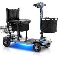 Ecomobi MS01F Folding Mobility Scooters for Adults and Seniors | Underglow Lights, 4 Ample Multi-Zone Storage, Foldable, 5mph, 12/24 miles Range, Airl