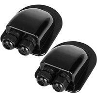 RESTMO IP68 Waterproof Solar Cable Entry Gland, Black, 2 Pack | Weather Resistant, Dual Cable Entry Housing, For Solar Panels, RV, Caravan, Marine, Bo