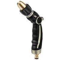 RESTMO Hose Pipe Spray Gun High Pressure Brass Hose Nozzle | Heavy Duty Metal Hand Sprayer, Thumb Flow Control, 4 Spray Patterns for Car Washing, Gard