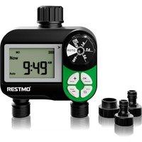 Restmo Water Timer with 3 Separate Programs, 7-Day Programmable Sprinkler Timer for Garden Hose, Automatic Control/Manual/Rain Delay for Drip Irrigati