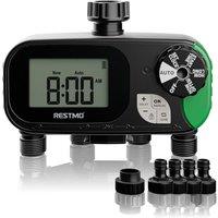 RESTMO Water Timer Hose Timers for Watering | 4 Zones Irrigation Timer with Rain Delay/Manual/Automatic Watering System for Outdoor Faucet, Garden Spr