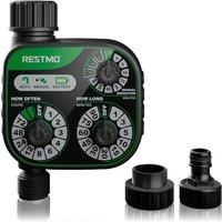 RESTMO 3-Dial Analog Water Timer, Mechnical Control Automatic Irrigation with Manual and Rain Delay, Sprinkler Timer for Garden Hose Watering, Self-Wa