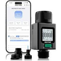 RESTMO Smart Water Flow Meter, 180 Adaptive Garden Hose Tap Meter | Measure Gallon/Liter Consumption and Flow Rate for Outdoor Garden Hose Watering,