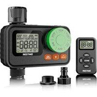 RESTMO Water Timer RF Remote Controlled Irrigation Timer | Garden Hose Timer with Automatic/Manual/Rain Delay System for Outdoor Tap, Drip Irrigation