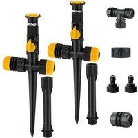 RESTMO 2er-Pack Garden Sprinkler System, DIY Lawn Sprinkler Set | Above Ground Irrigation Kit, Multi-Adjustable, for Flower Beds & Large Yards, Hose N