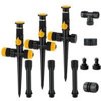RESTMO 3er-Pack Garden Sprinkler System, DIY Lawn Sprinkler Set | Above Ground Irrigation Kit, Multi-Adjustable, for Flower Beds & Large Yards, Hose N