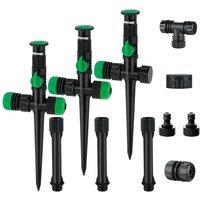 RESTMO 3er-Pack Garden Sprinkler System, DIY Lawn Sprinkler Set | Above Ground Irrigation Kit, Multi-Adjustable, for Flower Beds & Large Yards, Hose N
