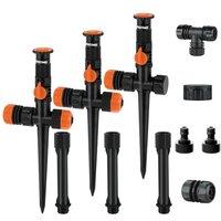 RESTMO 3er-Pack Garden Sprinkler System, DIY Lawn Sprinkler Set | Above Ground Irrigation Kit, Multi-Adjustable, for Flower Beds & Large Yards, Hose N