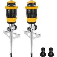 RESTMO 2-Pack Gear Drive Sprinkler, Heavy Duty Lawn Sprinkler System | 5-Pattern Metal Spike Base, multi-adjustable, for garden plants, flower beds &