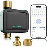 RESTMO Smart Sprinkler Timer Water Timer for Garden Hose | Smart Irrigation Timer with Flow Meter, Brass Inlet & Outlet,Automatic Lawn Irrigation Blue