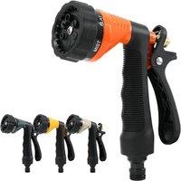 RESTMO Hose Pipe Spray Gun, Heavy Duty Metal Garden Hose Spray Gun | Hose Nozzle With Integrated Trigger Lock, 6 Spray Patterns, Rear Flow Control,for