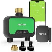 RESTMO Smart WiFi Hose Timer for Garden 2 Zone | Sprinkler Timer with APP Control & Brass Inlet, Rain Delay/Manual/Automatic , Quantity or Timed Irrig
