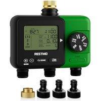 RESTMO LCD Water Timer Irrigation Timer for Outdoor Hose | 3 Zone Sprinkler Timer for Soaker Hose with Brass Inlet Up to 11h59m Programmable Delay/Man