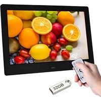 Zedify 7" HD IPS Digital Photo Frame  1080P Video, Auto Power On/Off, Image Preview, MP3, Calendar Clock, USB with Remote Control + 32GB USB Driver (