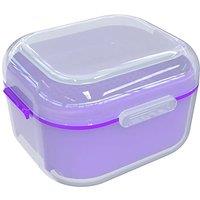 ARGOMAX Denture Case, Denture Cup for Soaking Dentures, Thorough Cleaning of Dentures, Retainer, Clear Braces (Clear Case + Purple Filter and Tray).