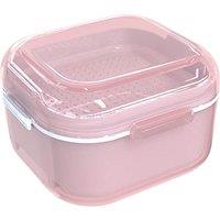 ARGOMAX Denture Case, Denture Cup for Soaking Dentures, Thorough Cleaning of Dentures, Retainer, Clear Braces (Pink Clear Case + White Filter and Tray