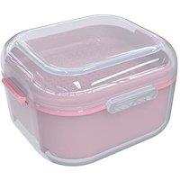 ARGOMAX Denture Case, Denture Cup for Soaking Dentures, Thorough Cleaning of Dentures, Retainer, Clear Braces (Clear Case + Pink Filter and Tray).