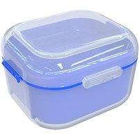 ARGOMAX Denture Case, Denture Cup for Soaking Dentures, Thorough Cleaning of Dentures, Retainer, Clear Braces (Clear Case + Dark Blue Filter and Tray)