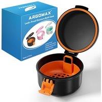 ARGOMAX Leak Proof Retainer Cleaner Case, Denture Cups for Soaking Dentures, Denture Travel Case.(Black + Orange). Black+orange