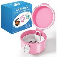 ARGOMAX Leak Proof Retainer Cleaner Case, Denture Cups for Soaking Dentures, Denture Travel Case.(Pink+White).